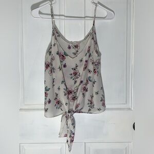 LUSH White Floral Tank Top M